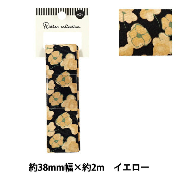 리본 ``인쇄리본 꽃 2025 약폭 38mm x 길이 2m 황색 YRC2537-38"