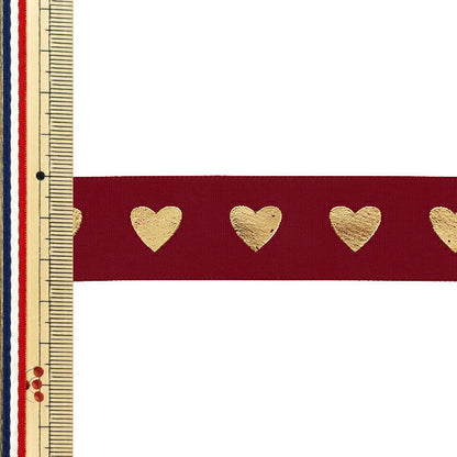Ribbon ``Foil stampingRibbon Heart 2025 Approx. Width 25mm x Length 3m Wine YRC2543-25"