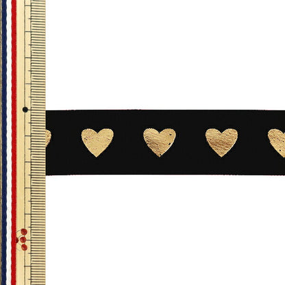 Ribbon ``Foil stampingRibbon Heart 2025 Approx. Width 25mm x Length 3m Black YRC2543-25"