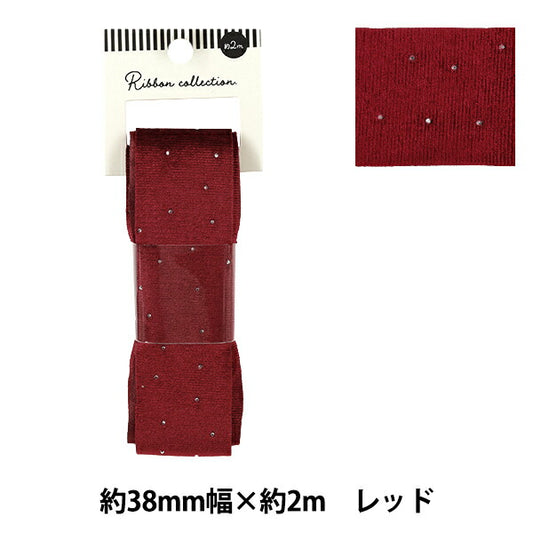 Ruban "Velor de strass"Ruban 2025 Env. 38 mm de large x 2 m de long rouge YRC2527-38"