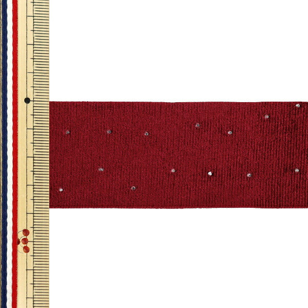 الشريط 『حجر الراين القطيفةالشريط 2025 العرض 38 مم × الطول 2 م تقريبًا أحمر YRC2527-38"