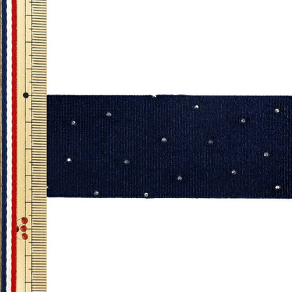Ribbon 『Rhinestone velorRibbon 2025 Approx. Width 38mm x Length 2m Navy YRC2527-38"