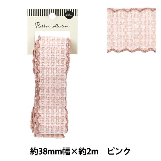 Ruban {NamamiTweedBande 2025 Env. Largeur 38mm x Longueur 2m Rose YRC2528-38"