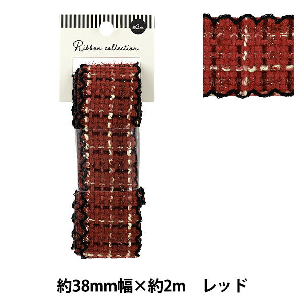 Ruban "Naminami"TweedTape 2025 Env. 38 mm de large x 2 m de long rouge YRC2528-38"