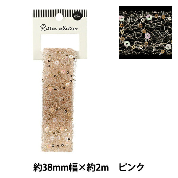 Ruban "Ruban à paillettes 2025 environ largeur 38 mm x longueur 2 m rose YRC2531-38"