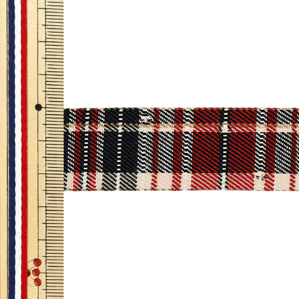 Cinta "Compruebe con pedrería"Cinta 2025 Aproximadamente ancho 25 mm x largo 2 m Rojo YRC2549-25"