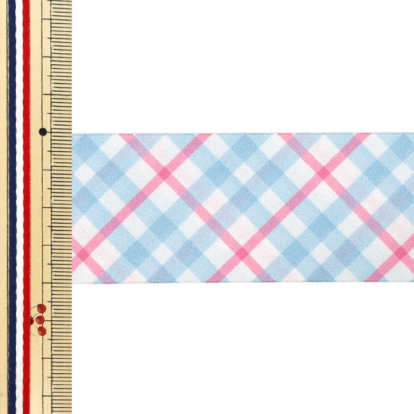 리본 ``컬러풀한 체크리본 2025년경 가로 40mm x 세로 2m 5색 YRC2554-40"