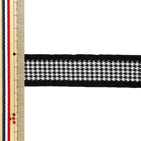 Ribbon "Houndstoothpattern rufflesRibbon 2025 Black Approx. Width 25mm x Length 2m YRC2550-25”