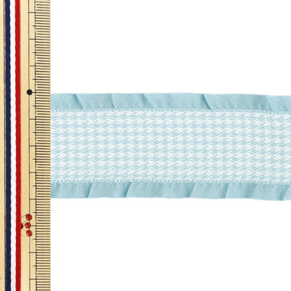 Ribbon "Houndstoothpattern rufflesRibbon 2025 Blue Approx. Width 40mm x Length 2m YRC2550-40”
