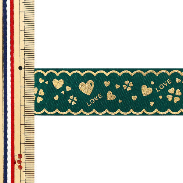 絲帶 "烫金絲帶 2026约宽25mm×长3m三叶草心589号颜色YR-PIN-006”