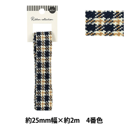 リボン 『チェックリボン 2026 約25mm幅×長さ2m 4番色 YR-FLO-004』