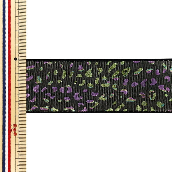 Farbband "LaméFarbband Leopardenmuster Ca. Breite 38 mm x Länge 2 m Schwarz YRC2625-38"