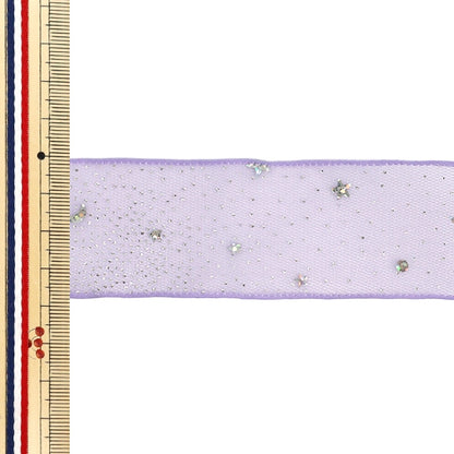 리본 "반짝이리본 별 무늬 약 폭 38mm×길이 2m 퍼플 YRC2626-38"