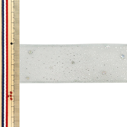 Ruban "LaméRuban Motif étoile Environ largeur 38mm x longueur 2m Argent YRC2626-38"