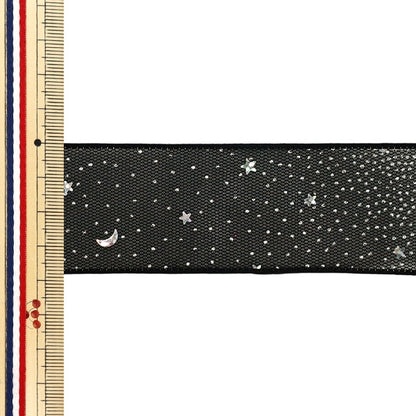 Cinta "LaméCinta Patrón de estrella Aproximadamente ancho 38 mm x largo 2 m Negro YRC2626-38"