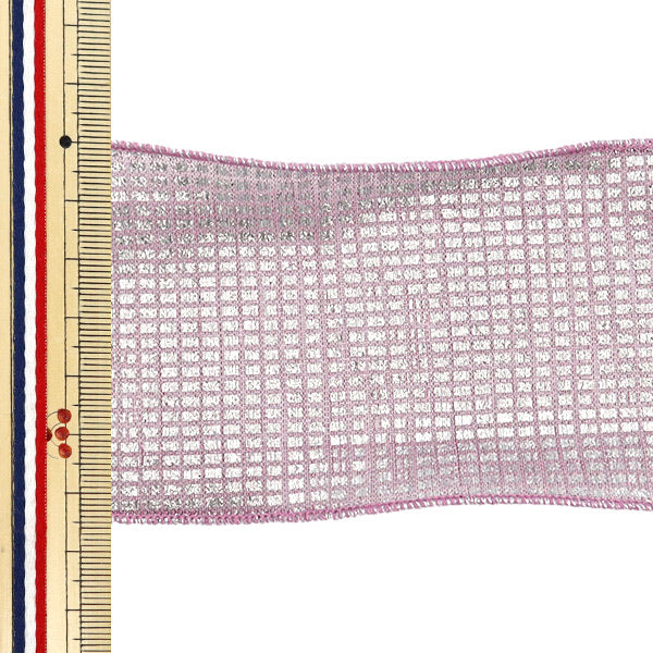 [Quantity starting from 5] Ribbon "Metallic lattice"Ribbon Approx. 6.5cm wide, color 2 K251T-TPY13"