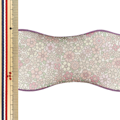 【数量5から】 リボン 『フラワープリントオーガンジーリボン 幅約65mm 1番色 K252T-TPY7』