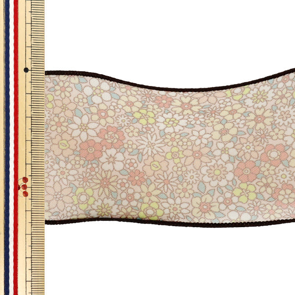 【数量5から】 リボン 『フラワープリントオーガンジーリボン 幅約65mm 2番色 K252T-TPY7』