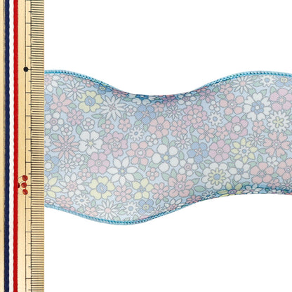 【数量5から】 リボン 『フラワープリントオーガンジーリボン 幅約65mm 3番色 K252T-TPY7』