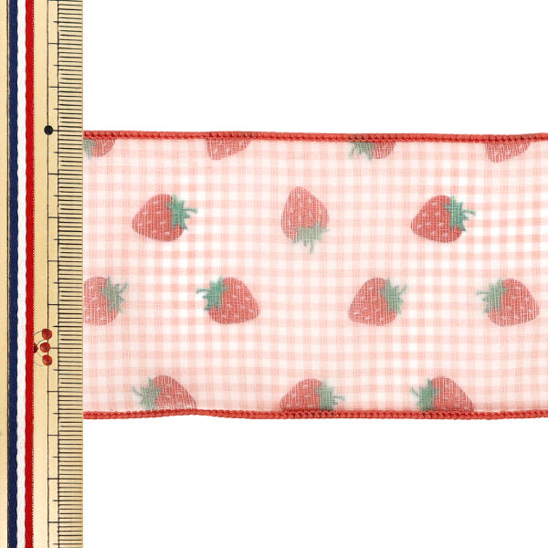 [Quantità da 5] Nastro "Assegno stampato a fragola."Nastro Larghezza ca. 65mm 4° colore K252T-TPY8"