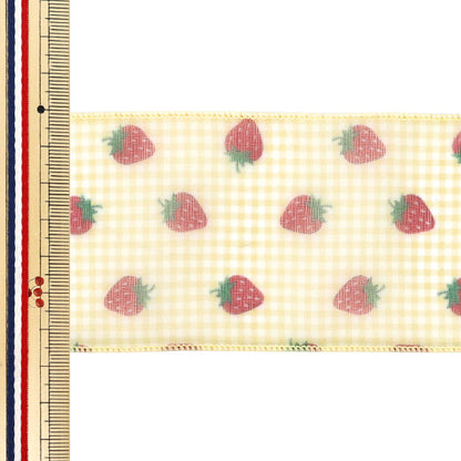 [Quantità da 5] Nastro "Assegno stampato a fragola."Nastro Larghezza ca. 65mm 5° colore K252T-TPY8"