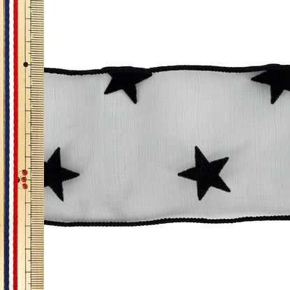 [Quantità da 5] Nastro Nastro in organza floccata con motivo a stella Larghezza ca. 70 mm Colore 1 K252T-TPY13"