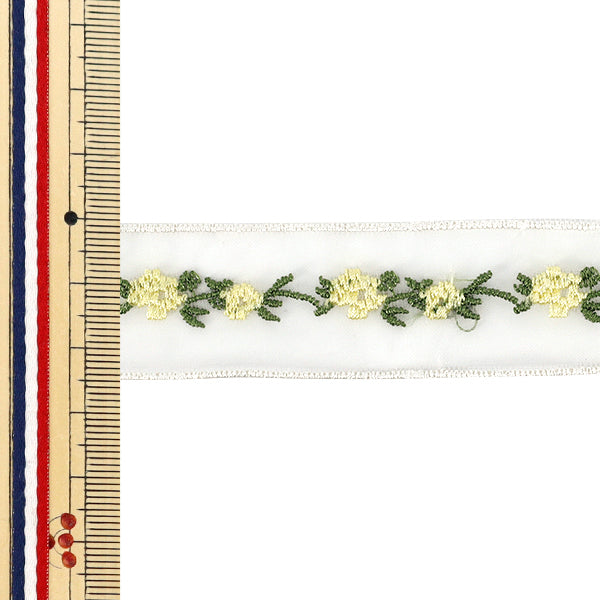 [Quantità da 5] Nastro "Nastro con fiori ricamati larghezza circa 25 mm 1° colore K252T-STD1"