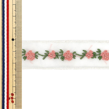 [Quantità da 5] Nastro "Nastro con fiori ricamati larghezza circa 25 mm 2° colore K252T-STD1"