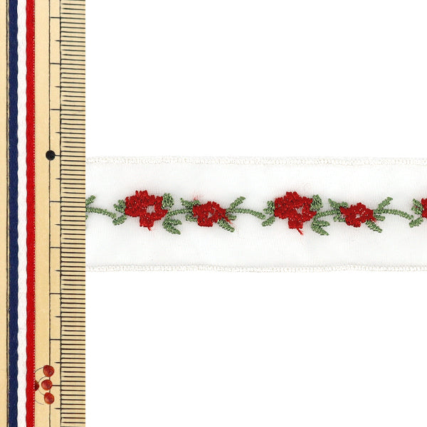 [Quantità da 5] Nastro "Nastro con fiori ricamati larghezza circa 25 mm 4° colore K252T-STD1"