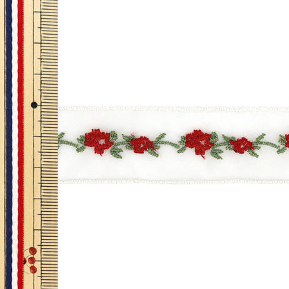 [Quantità da 5] Nastro "Nastro con fiori ricamati larghezza circa 25 mm 4° colore K252T-STD1"