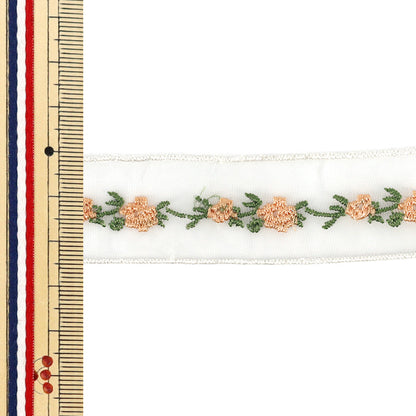 [Quantità da 5] Nastro "Nastro floreale ricamato larghezza circa 25 mm 5° colore K252T-STD1"