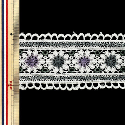 【数量5から】 リボン 『フラワー刺繍リボン 2026 約5.5cm幅 1番色 K253T-WLD1』