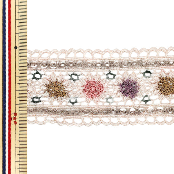 [Quantité à partir de 5] Ruban "broderie de fleursRuban 2026 env. 5,5 cm de largeur 2ème couleur K253T-WLD1”