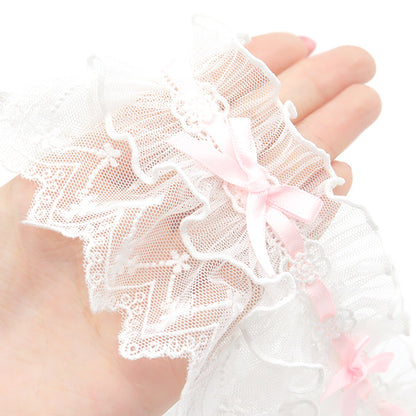 [5부터 시작하는 수량] 레이스리본테이프 "리본장식 레이스 약. 75mm 너비의 핑크 FR2345"