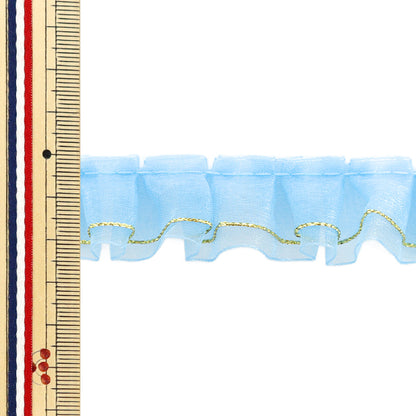 【数量5から】 フリルリボン 『Wレースフリル 約2.5cm幅 ライトブルー FR2306』