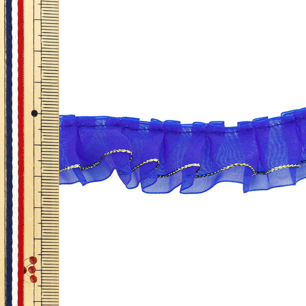 【数量5から】 フリルリボン 『Wレースフリル 約2.5cm幅 ブルー FR2306』