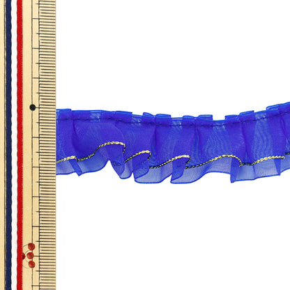 【数量5から】 フリルリボン 『Wレースフリル 約2.5cm幅 ブルー FR2306』