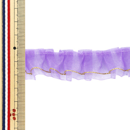 【数量5から】 フリルリボン 『Wレースフリル 約2.5cm幅 パープル FR2306』