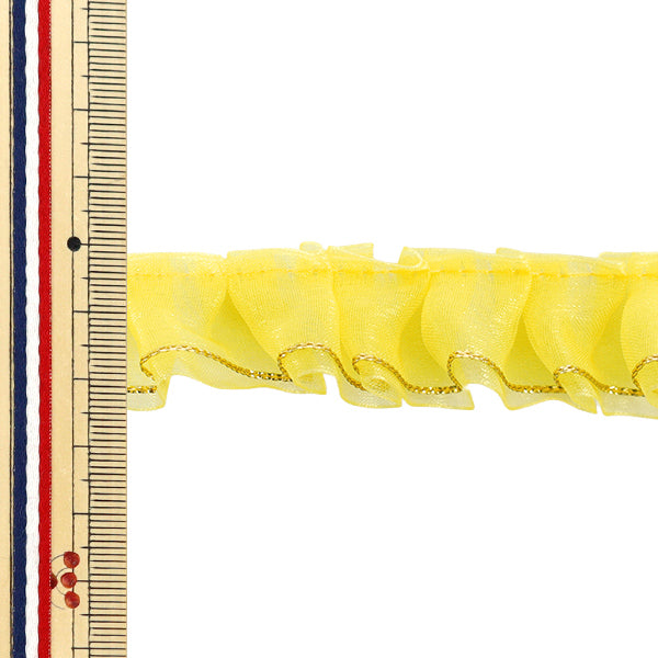 【数量5から】 フリルリボン 『Wレースフリル 約2.5cm幅 イエロー FR2306』