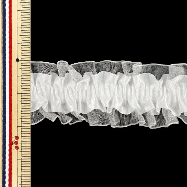 [5부터 시작하는 수량] 프릴리본 "스트레칭 W Ribbon Ruffles 약 3cm 너비 흰색 FRS2501"