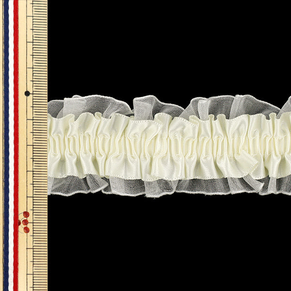 [5부터 시작하는 수량] 프릴리본 "스트레칭 W Ribbon Ruffles 약 3cm 너비의 상아 FRS2501"