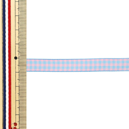 【数量5から】 リボン 『チェックタフタリボン 約9mm幅 120番色 UR-3800』