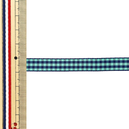 【数量5から】 リボン 『チェックタフタリボン 約9mm幅 125番色 UR-3800』