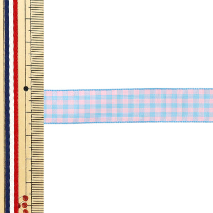 【数量5から】 リボン 『チェックタフタリボン 約15mm幅 120番色 UR-3800』