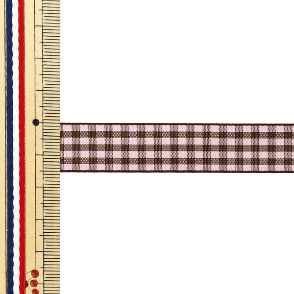 【数量5から】 リボン 『チェックタフタリボン 約15mm幅 163番色 UR-3800』