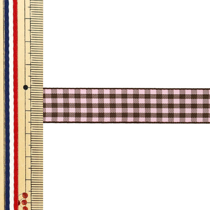 【数量5から】 リボン 『チェックタフタリボン 約15mm幅 163番色 UR-3800』
