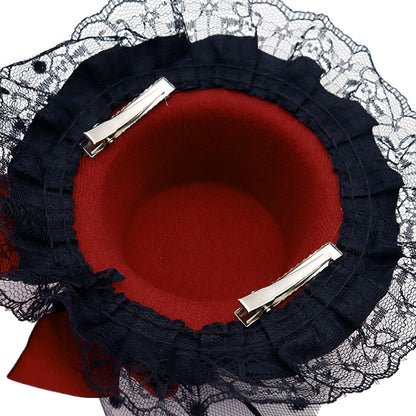 Accessoires "Wein rot mit Mini Hut Broach MH2401"