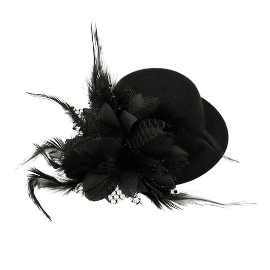 إكسسوارات ``قبعة صغيرة مزخرفة بالريش لون أسود MH2405"