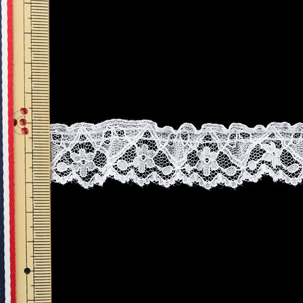 【数量5から】 フリルリボンテープ 『ラッセルフリル 幅約20mm 白 51362-1』