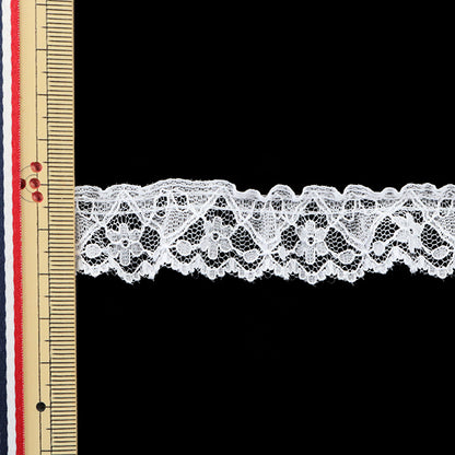 【数量5から】 フリルリボンテープ 『ラッセルフリル 幅約20mm 白 51362-1』